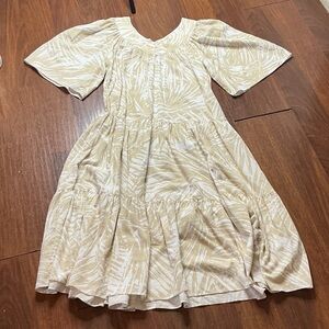 Cream and Tan Patterned Dress